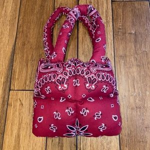 Red Bandanna Print puffer bag